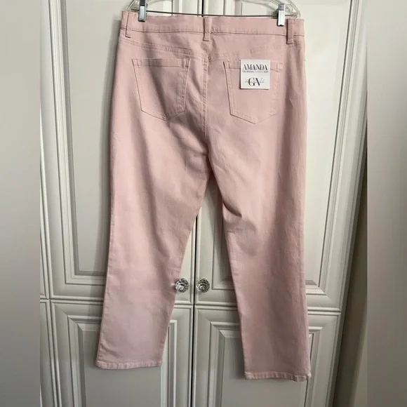 NWT Womens Sz 16P Gloria Vanderbilt Amanda  High Rise Straight Leg Pink Jeans - Picture 8 of 11